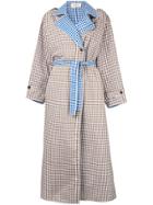 Ports 1961 Contrast Check Trench Coat - Brown