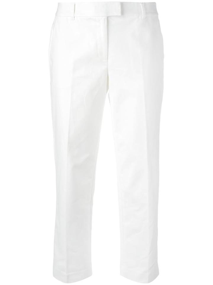 Michael Michael Kors Cropped Trousers, Women's, Size: 4, White, Cotton/spandex/elastane