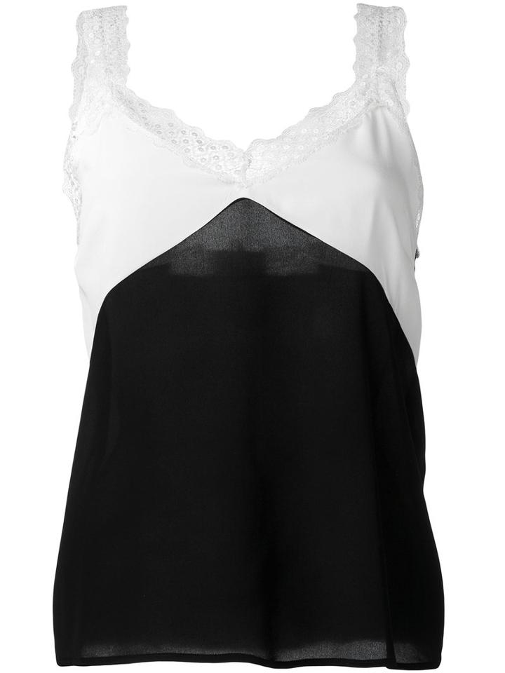 Paul & Joe - Lace-trim Tank Top - Women - Silk/polyester/viscose - 1, Black, Silk/polyester/viscose