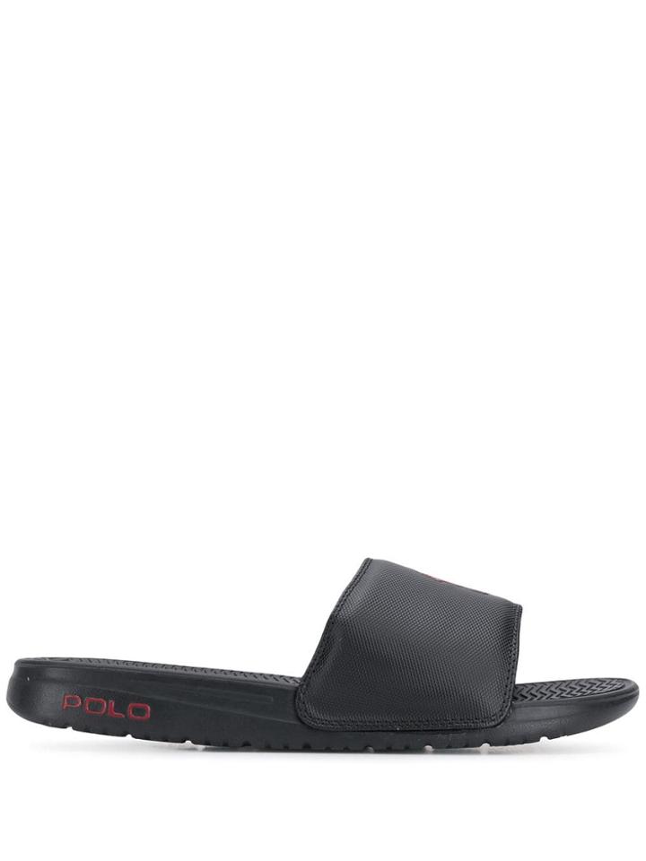 Polo Ralph Lauren Logo Patch Slides - Black