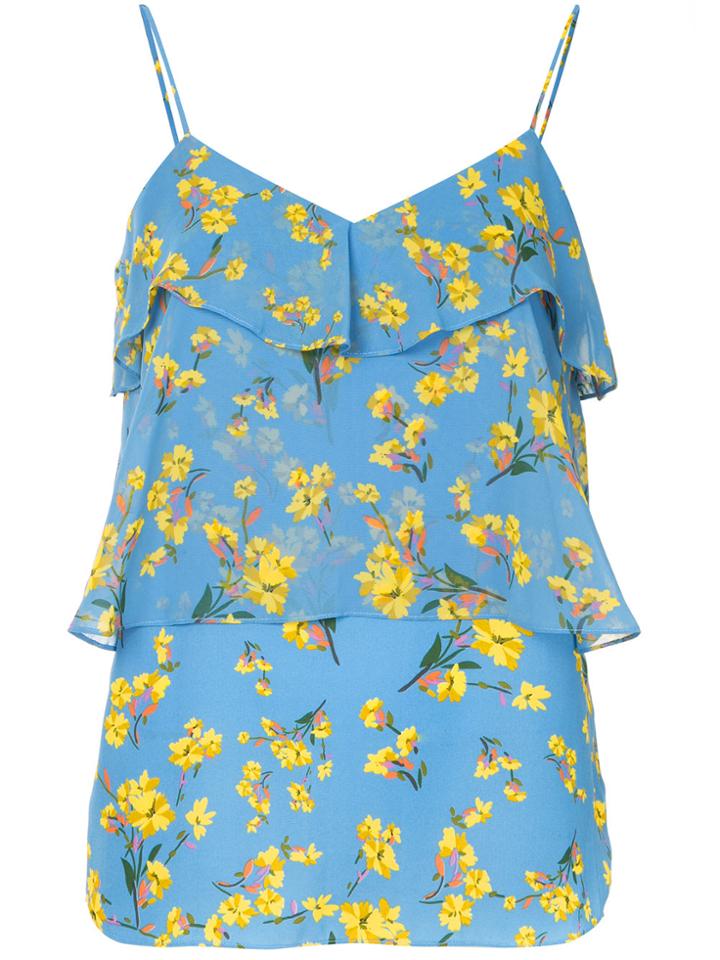 Goen.j Floral Printed Ruffled Top - Blue
