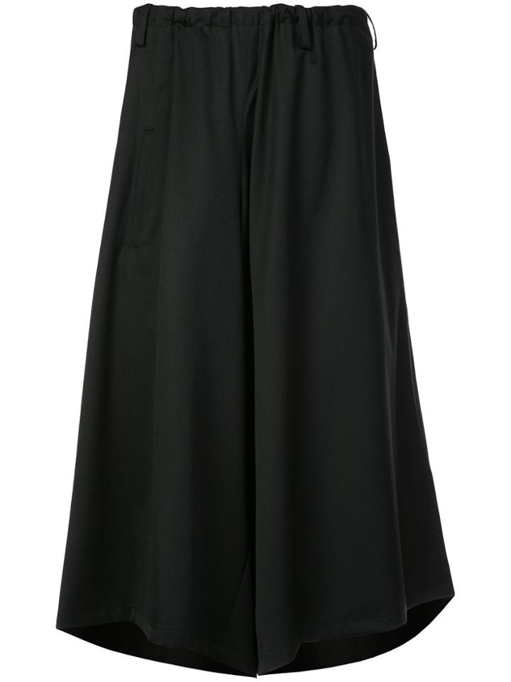 Y's Asymmetric Wide Leg Culottes - Black