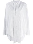 Balenciaga Logo Print Tie-neck Shirt - White