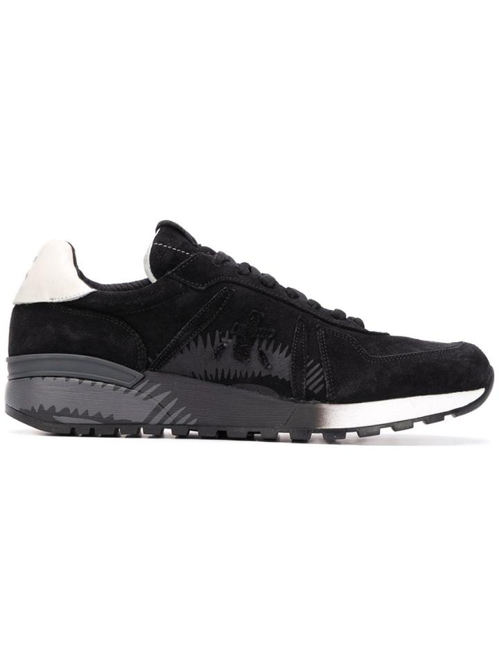 White Premiata Low Top Printed Sneakers - Black