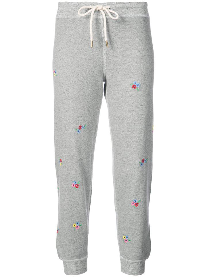The Great Embroidered Cropped Sweatpants - Grey