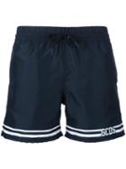 Gcds - Striped Logo Swim Shorts - Men - Polyester - M, Black, Polyester
