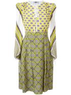 Msgm - Multi-print Flared Dress - Women - Silk - 42, Yellow/orange, Silk