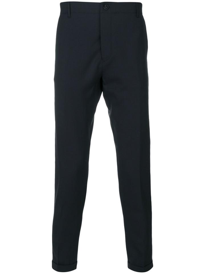 Closed Rear Pocket Tapered Trousers - Blue
