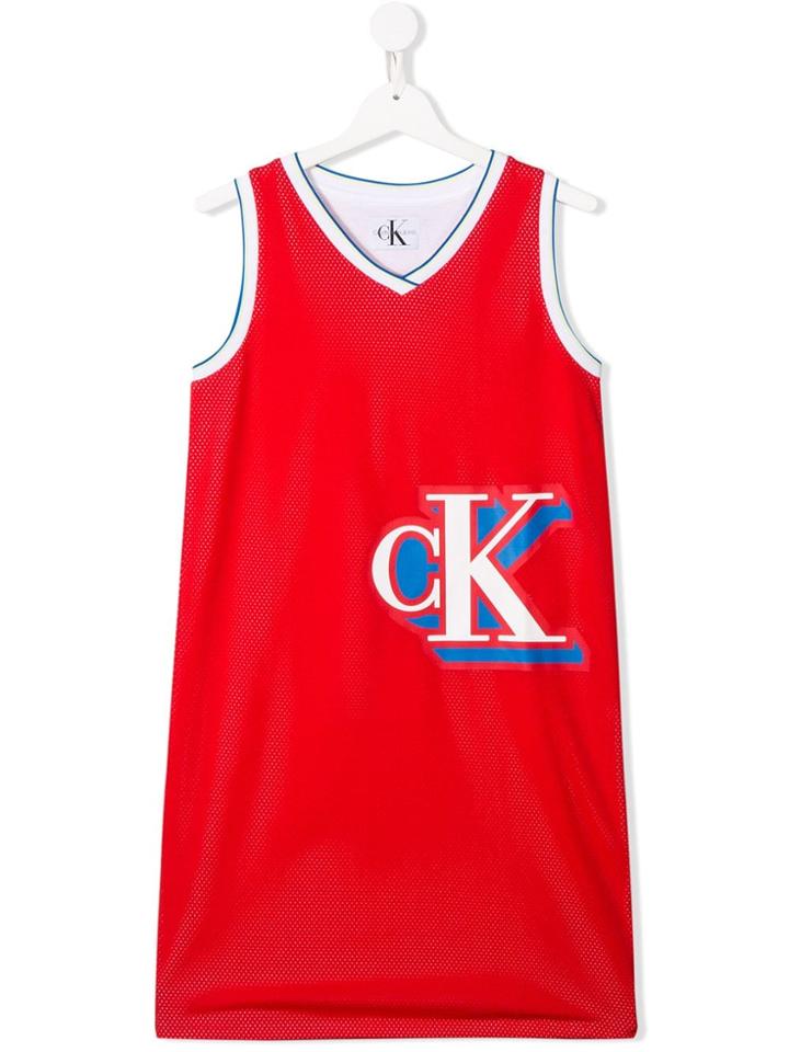 Calvin Klein Kids Teen Logo Print Tank Dress - Red