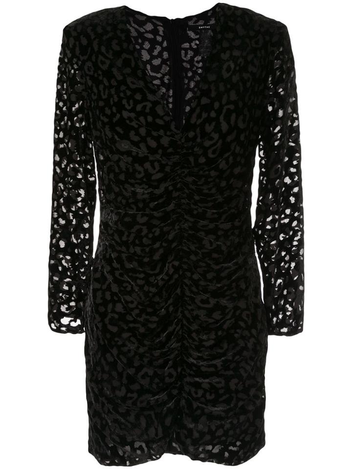 Smythe Leopard Ruched Dress - Black