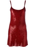 Ashish Sequined Slip Dress, Women's, Size: Small, Red, Silk/pvc