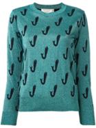 Maison Kitsuné - Shiny Fish Jumper - Women - Polyester/viscose/wool - Xs, Green, Polyester/viscose/wool