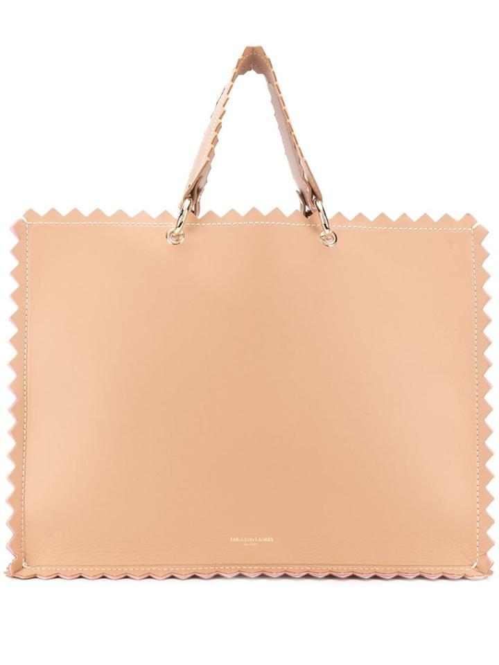 Sara Battaglia Chevron Trim Tote - Neutrals