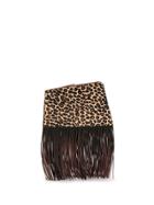 The Volon Dia Leopard Fringe Clutch - Brown