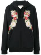 Gucci Fake Gucci Rose Embroidered Hoodie, Women's, Size: Small, Black, Cotton