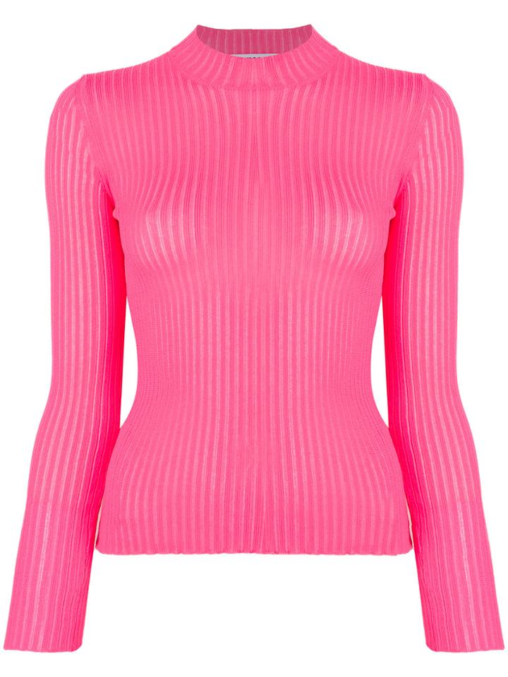 Msgm High-neck Ribbed Top - Pink & Purple
