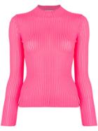 Msgm High-neck Ribbed Top - Pink & Purple