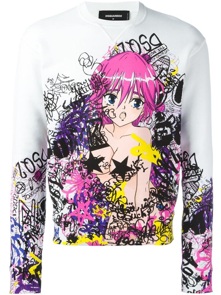 Dsquared2 Graffiti Print Cartoon Sweatshirt