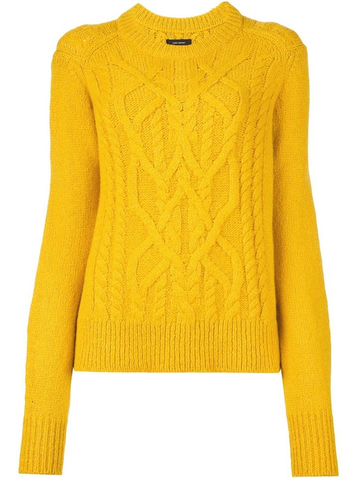 Isabel Marant 'gabao' Cable Knit Jumper, Women's, Size: 38, Yellow/orange, Polyamide/alpaca/merino