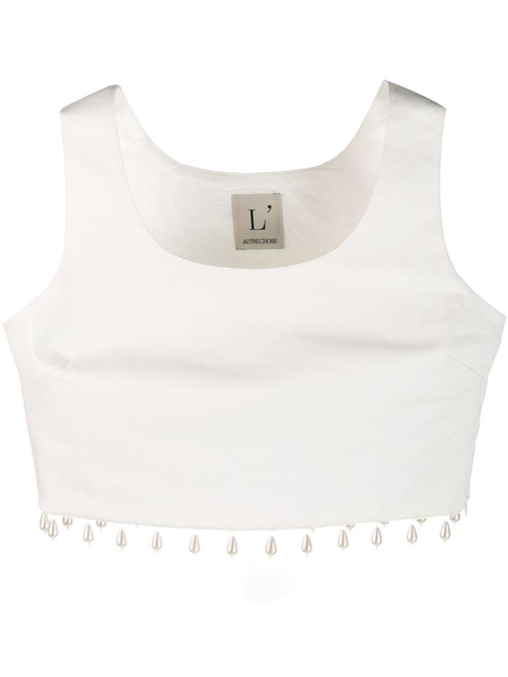 L'autre Chose Pearl Crop Top - White