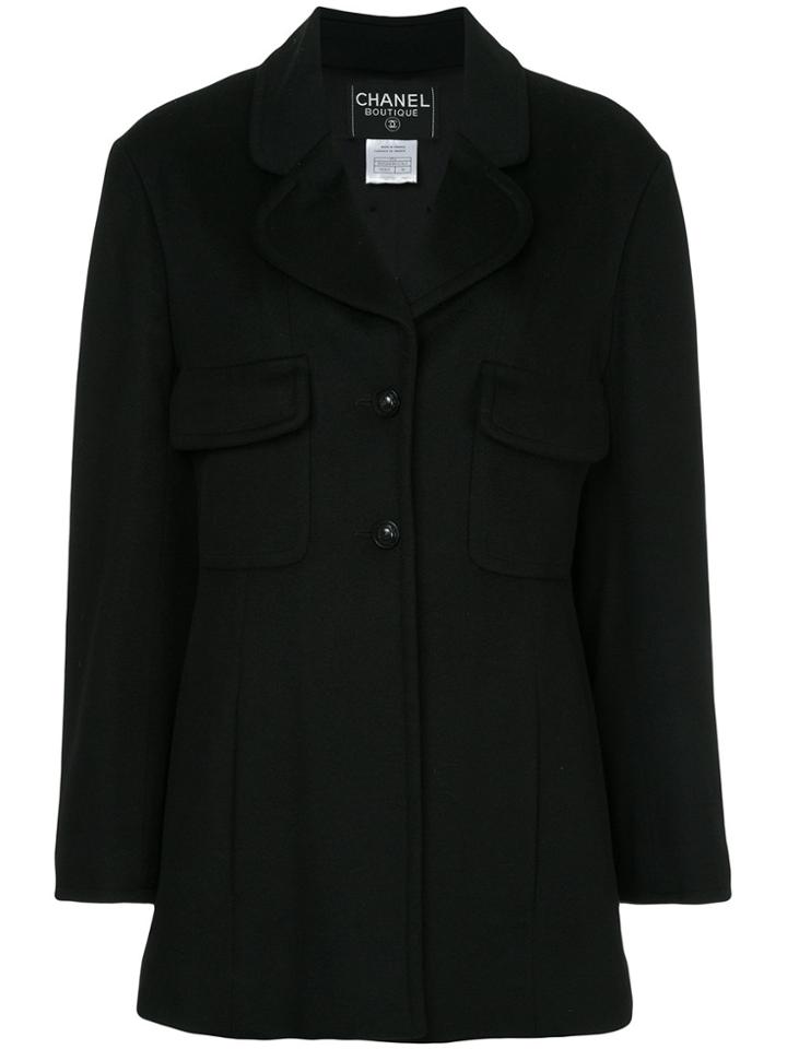 Chanel Vintage Single-breasted Coat - Black