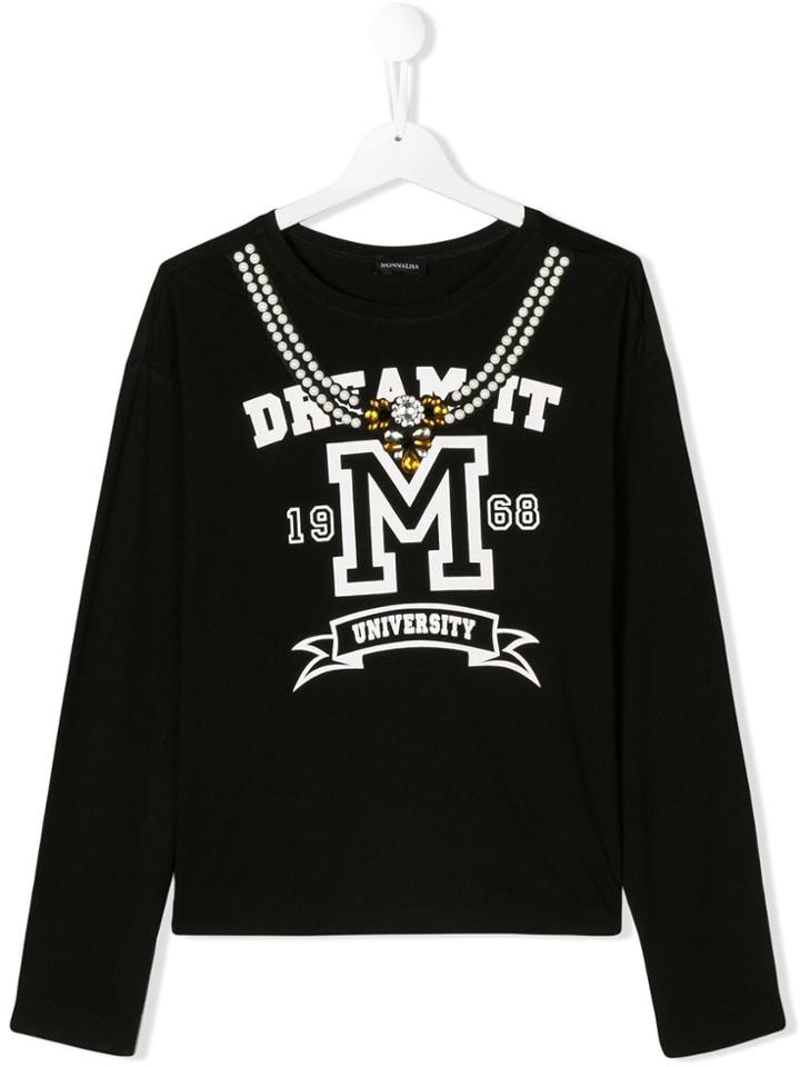 Monnalisa Pearl Necklace Sweater - Black