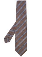 Isaia Contrast Stripe Tie - Brown