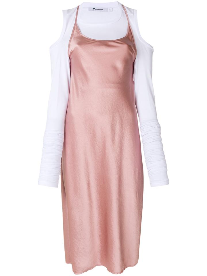T By Alexander Wang Flared Midi Dress - Pink & Purple