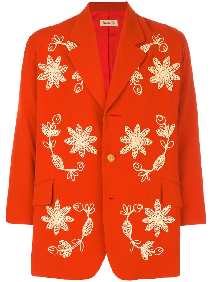 Kansai Yamamoto Vintage Flower Embroidered Jacket - Yellow & Orange