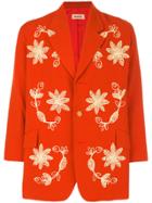 Kansai Yamamoto Vintage Flower Embroidered Jacket - Yellow & Orange