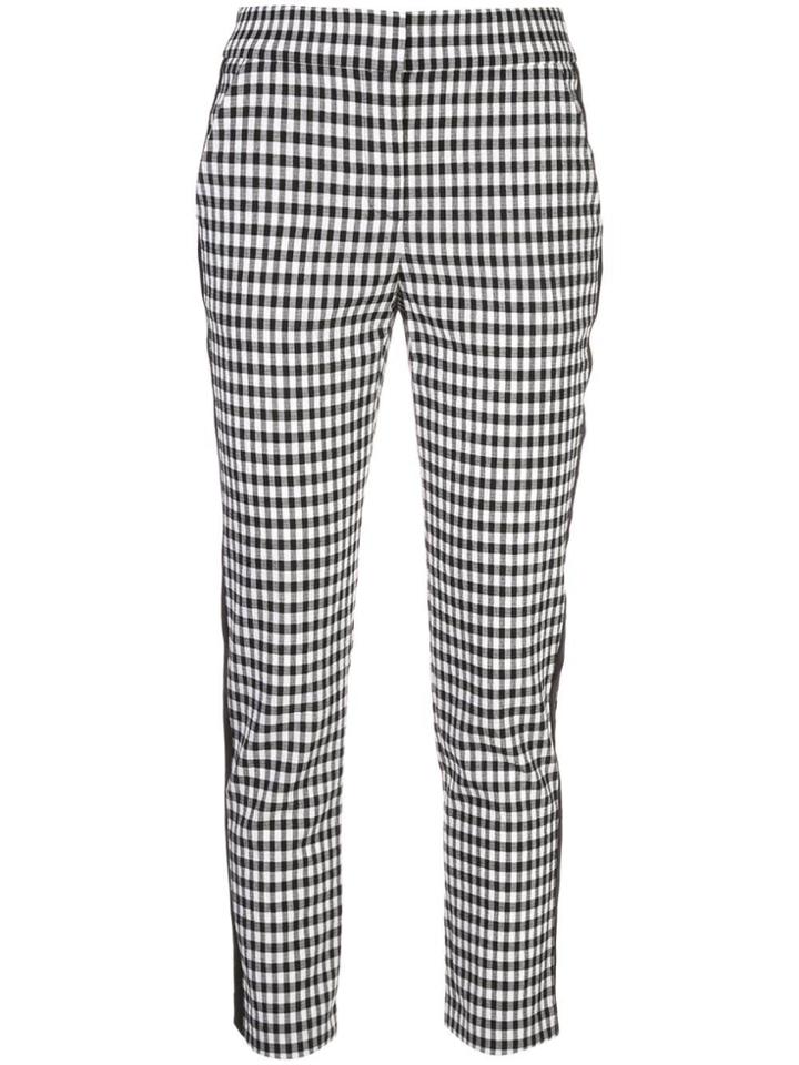 Veronica Beard Stripe Detail Check Trousers - Black