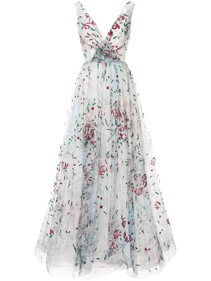Saiid Kobeisy Sequin Embroidered Tulle Dress - Blue