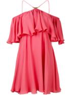 Plein Sud - Shift Frill-trim Dress - Women - Silk - 38, Pink/purple, Silk