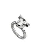 Gucci Anger Forest Bull's Head Ring In Silver