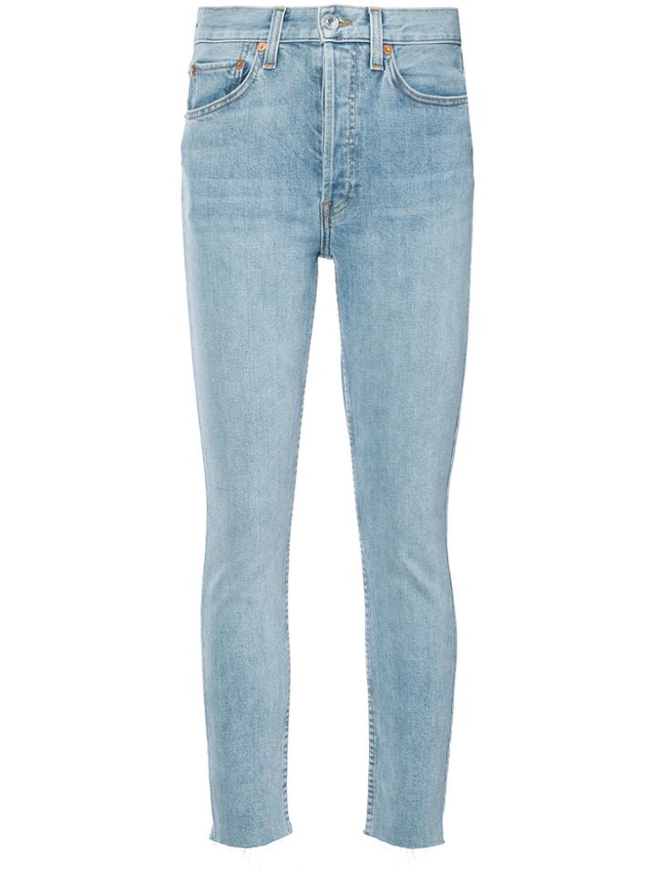 Re/done Stretch High Rise Ankle Crop - Blue