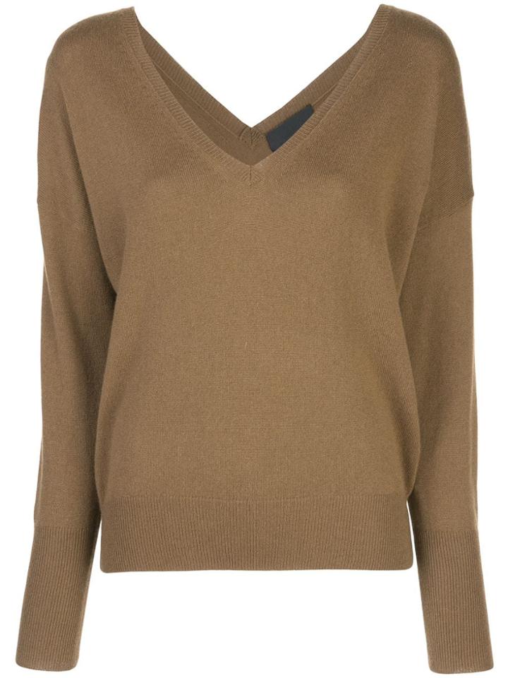Nili Lotan V-neck Knit Top - Brown