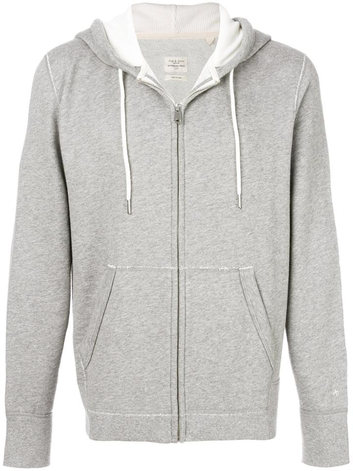 Rag & Bone Zipped Hooded Sweatshirt - Grey