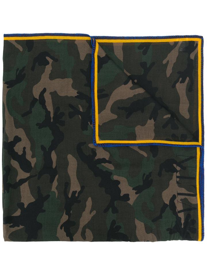 Valentino Camouflage Print Scarf - Green