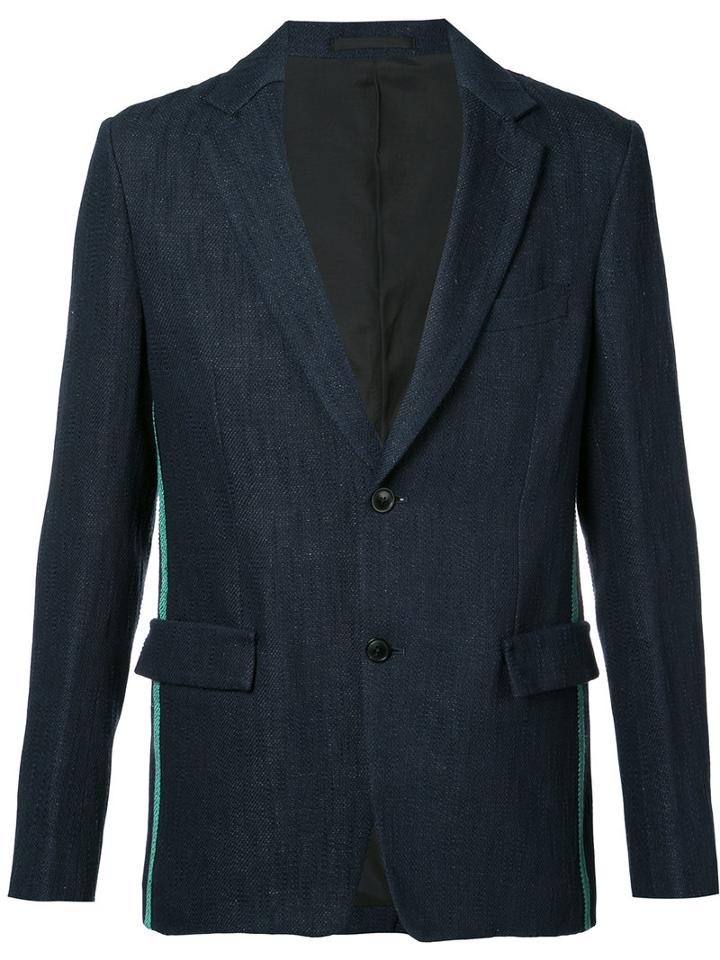 Tomorrowland - Notched Lapel Blazer - Men - Cotton/linen/flax/paper - 48, Blue, Cotton/linen/flax/paper