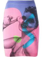 Jeremy Scott Pin-up Print Skirt, Women's, Size: 42, Pink/purple, Cotton
