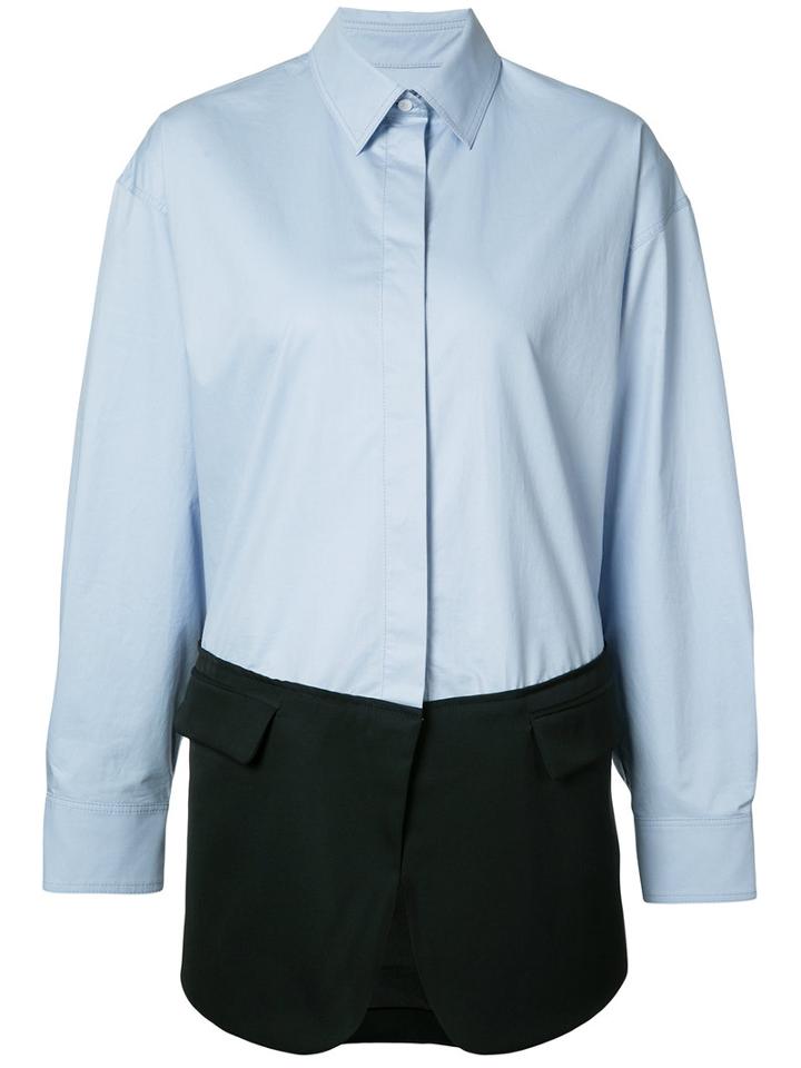 Paco Rabanne - Block Contrast Hem Shirt - Women - Cotton/spandex/elastane/viscose/wool - 38, Blue, Cotton/spandex/elastane/viscose/wool