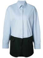 Paco Rabanne - Block Contrast Hem Shirt - Women - Cotton/spandex/elastane/viscose/wool - 38, Blue, Cotton/spandex/elastane/viscose/wool