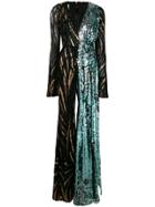 Halpern Flared Contrast Jumpsuit - Blue