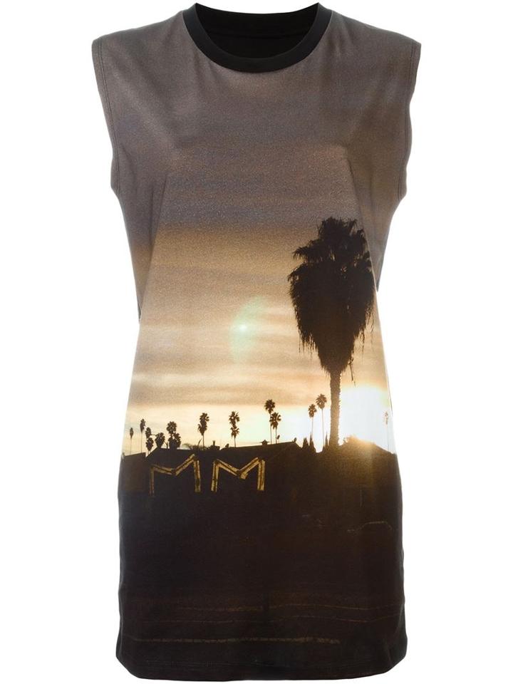 Mm6 Maison Margiela Palm Tree Print Top, Women's, Size: S, Black, Cotton