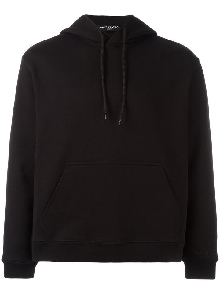 Balenciaga - Logo Embroidered Hoodie - Men - Cotton/viscose - L, Black, Cotton/viscose