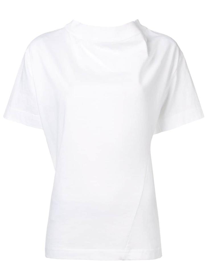 Cédric Charlier Asymmetric Mock Neck T-shirt - White