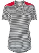 Sandrine Rose Striped T-shirt With Shoulder Appliqués - White
