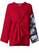 Act N&deg;1 Floral Sleeve Draped Sweater - Red