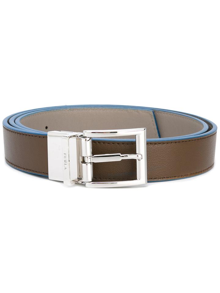 Furla My Lupin Belt, Men's, Brown, Calf Leather/metallic Fibre
