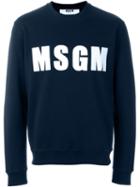 Msgm Appliqué Logo Sweatshirt, Men's, Size: S, Blue, Cotton